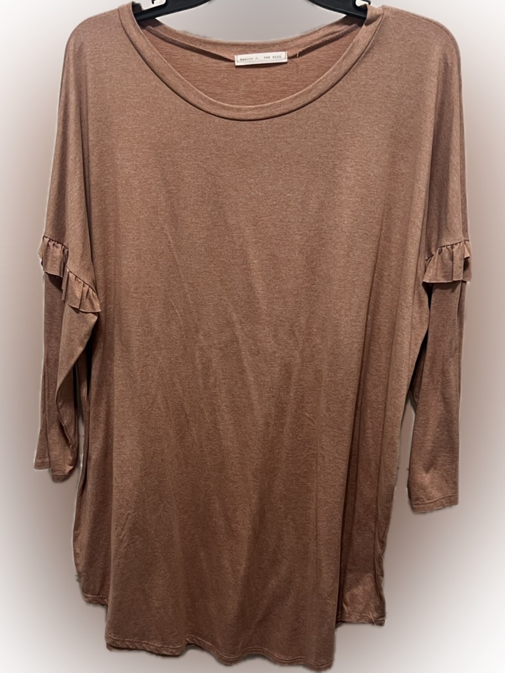 Reborn J Mauve-Brown Ruffle Sleeve Long Sleeve Tee